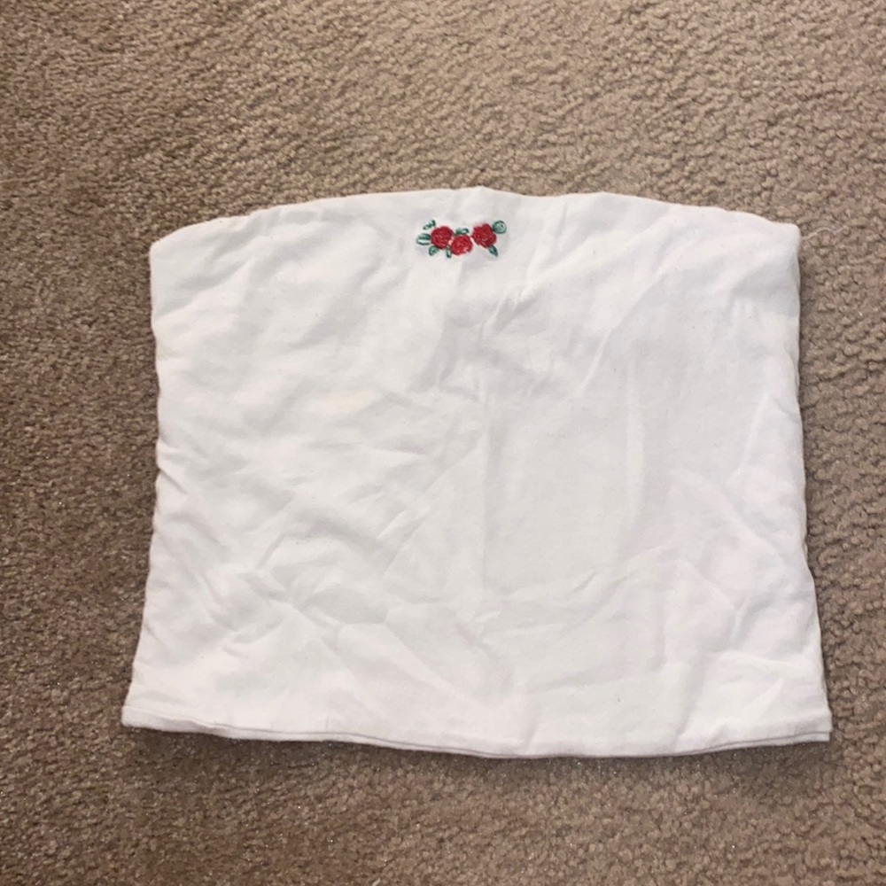 Brandy melville John Galt white tube top with roses!